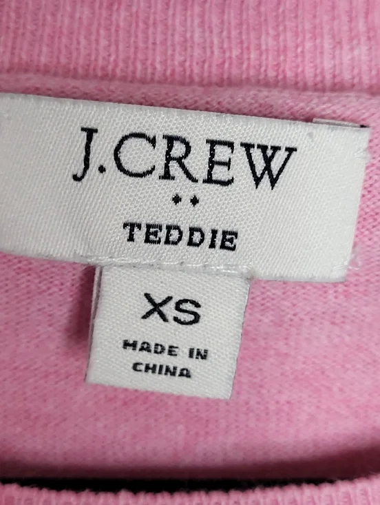 J.Crew Factory Teddie Sweater Pink XS S Preppy Spring Capsule Crewneck Knit - Picture 7 of 8